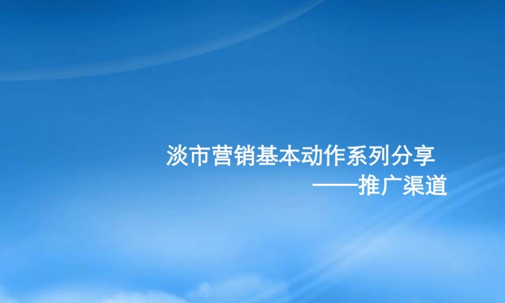 世联推广渠道策略讲义课件
