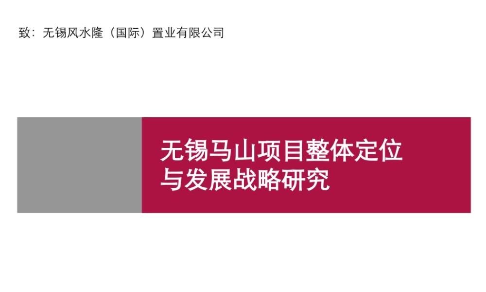 世联-无锡马山项目整体定位与发展战略研究