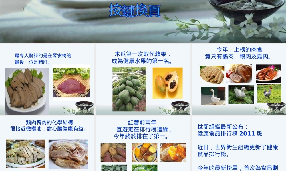 世卫组织最新公布健康食品排行榜XXXX版