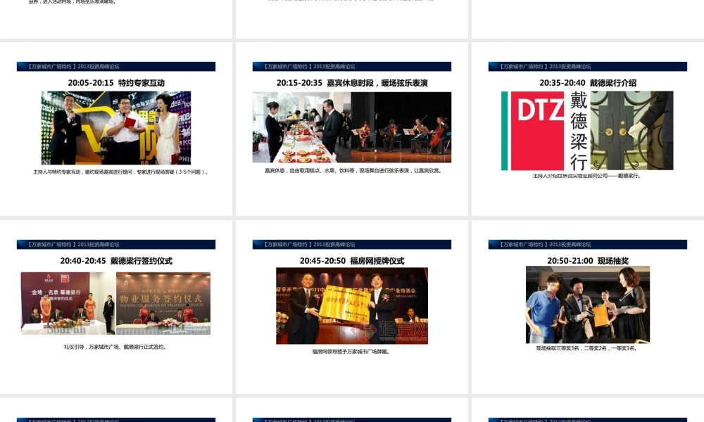 万家城市广场特约XXXX投资高峰论坛策划方案