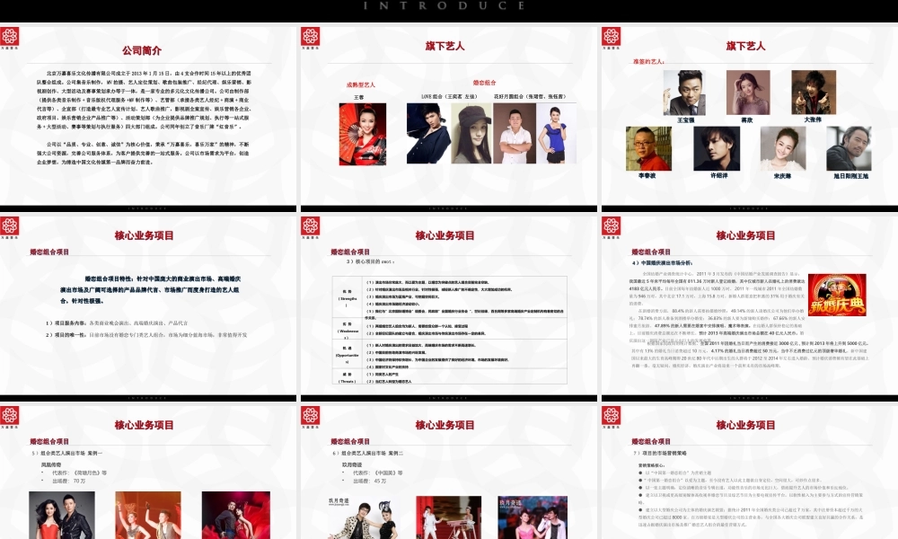 万嘉喜乐文化传播公司项目计划书（张巍推荐）