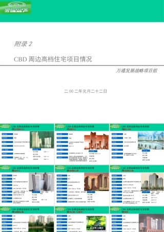 万通发展战略CBD周边高档住宅项目情况