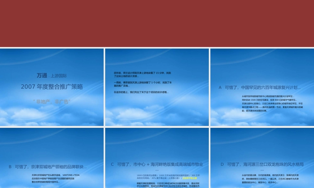 万通上游国际XXXX年度整合推广策略