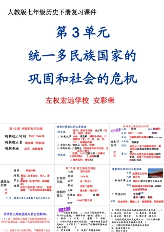 下册第3单元统一多民族国家的巩固和社会的危机(按课