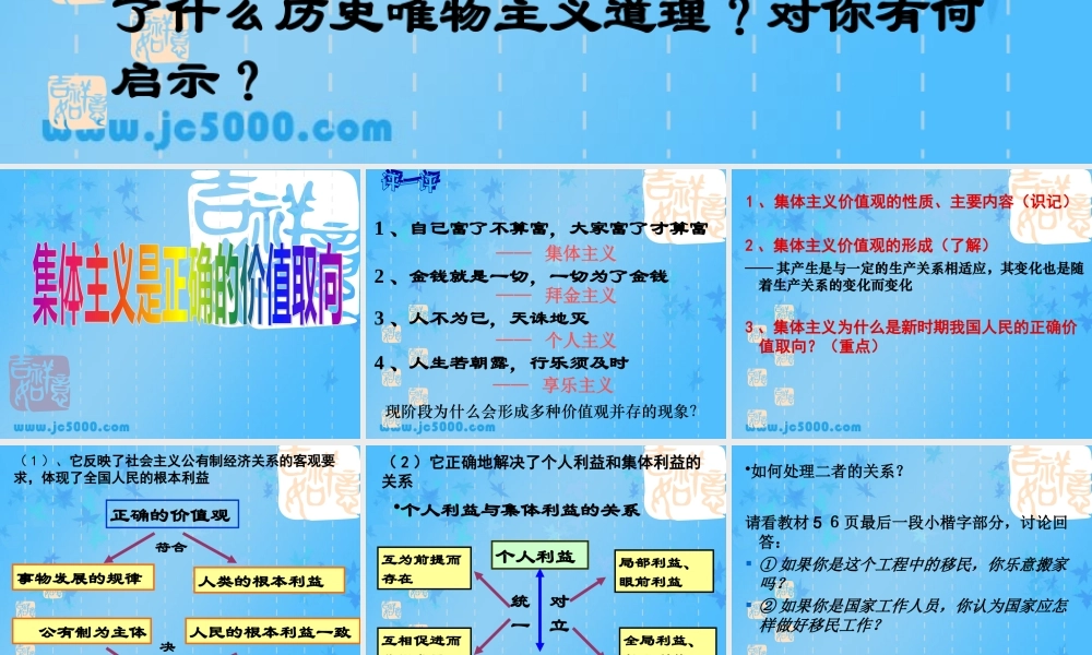 下学期 集体主义是正确的价值取向