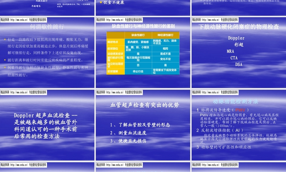下肢动脉硬化闭塞症的诊断、治疗与预防
