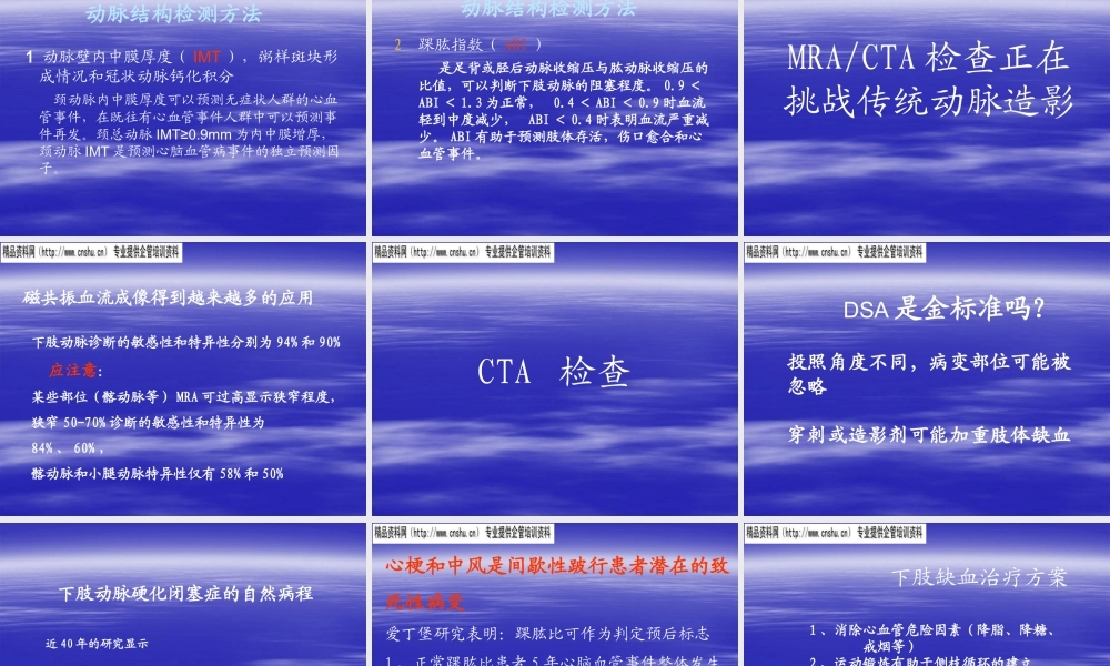 下肢动脉硬化闭塞症的诊断、治疗与预防