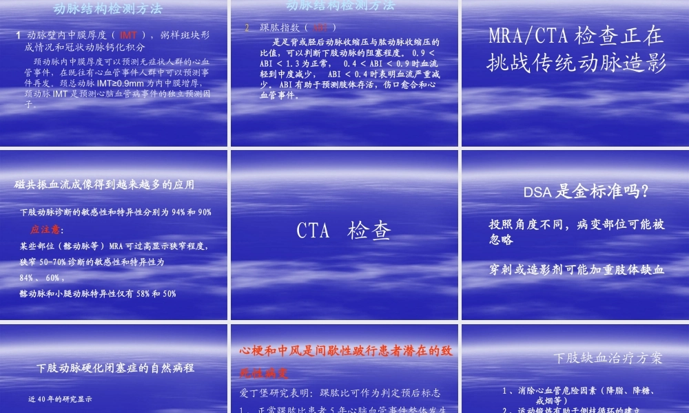 下肢动脉硬化闭塞症的诊断治疗和预防-PowerPoint