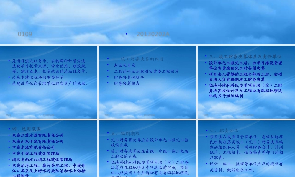 一、竣工财务决算的概念竣工财务决算是全面反映项目建设