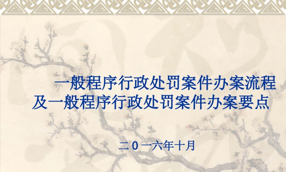 一般程序行政处罚案件办案流程及重点(PPT45页)