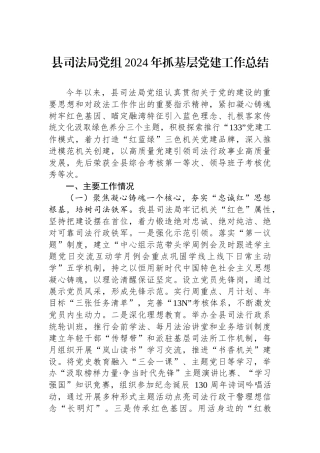 20250110县司法局党组2024年抓基层党建工作总结