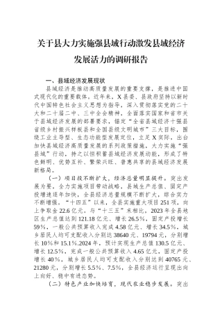 20250226关于县大力实施强县域行动激发县域经济发展活力的调研报告