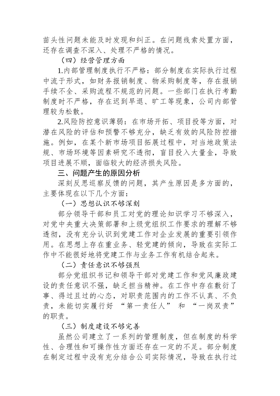 20250226在公司党委巡察工作汇报会上的总结发言_第3页