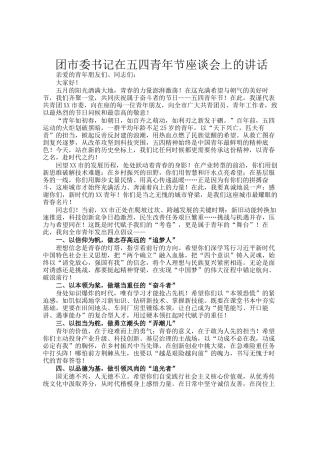 团市委书记在五四青年节座谈会上的讲话