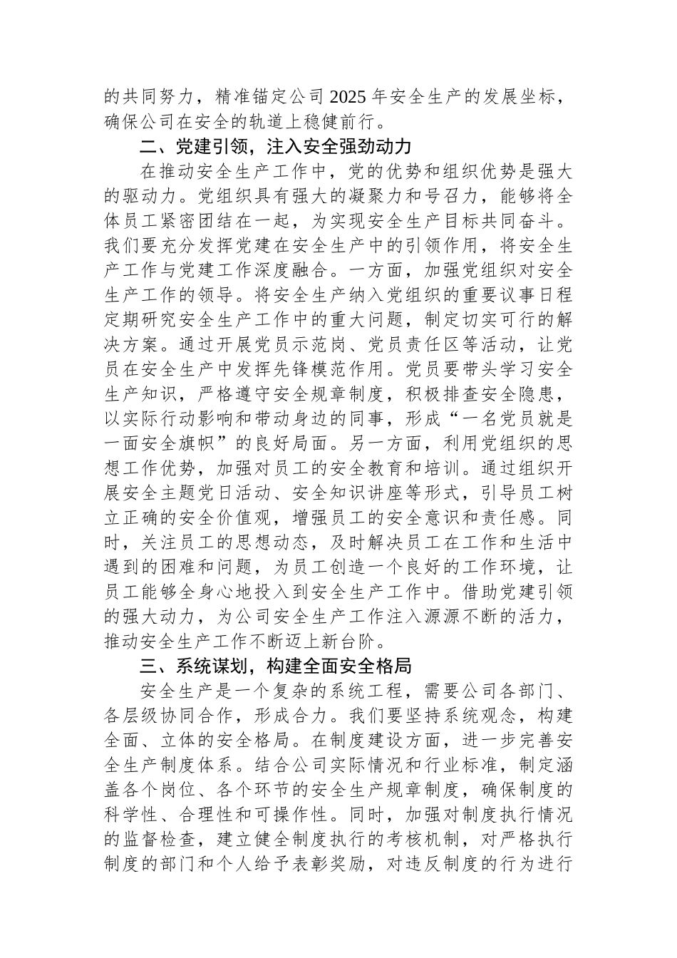 20250320在公司2025年安全生产工作会暨第一季度安委会会议上的讲话_第2页