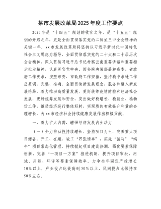 20250321某市发展改革局2025年度工作要点