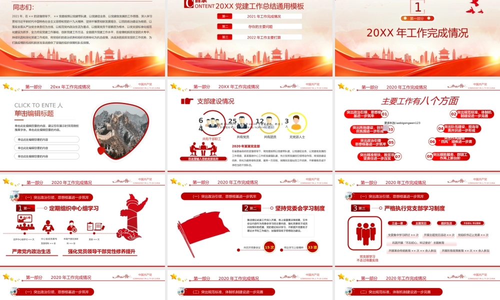 202501092024年党支部党建工作总结及下步工作打算PPT