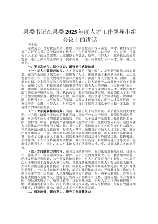 县委书记在县委2025年度人才工作领导小组会议上的讲话