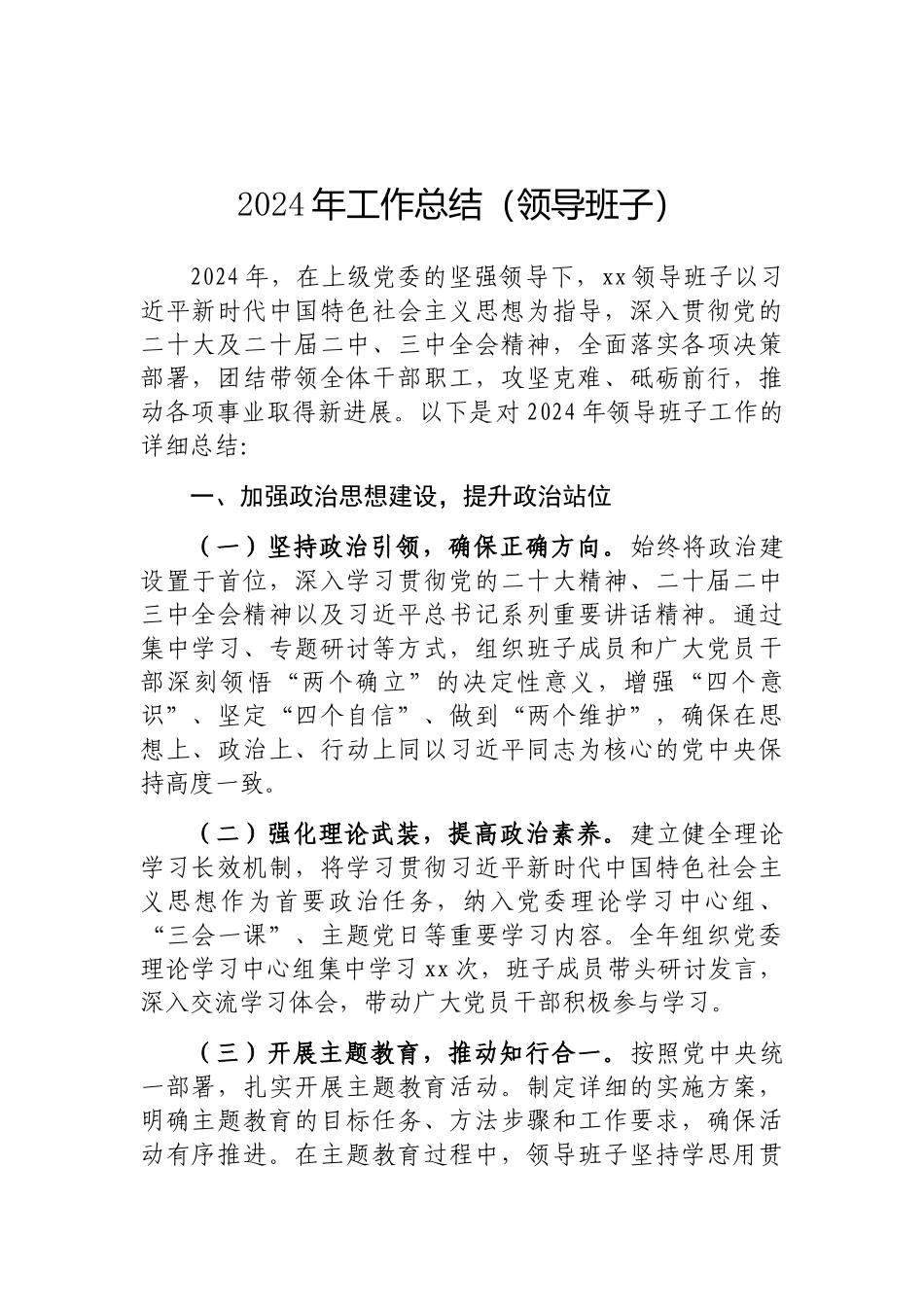 202503182024年工作总结（领导班子）_第1页