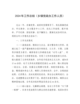 202503182024年工作总结（乡镇党政办工作人员）