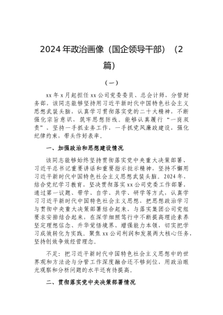 202503182024年政治画像（国企领导干部）（2篇）