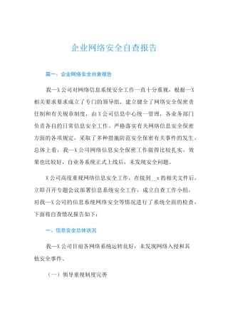 企业网络安全自查报告