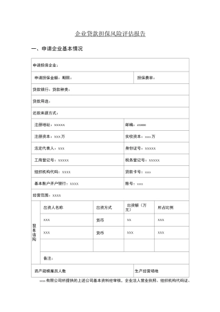 企业贷款担保风险评估报告