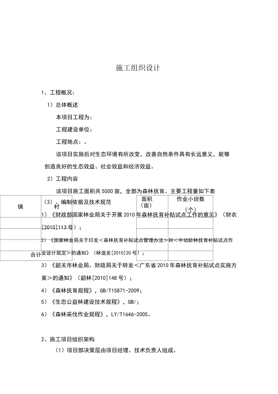 森林抚育施工组织设计55900_第1页
