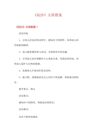 《玩沙》大班教案