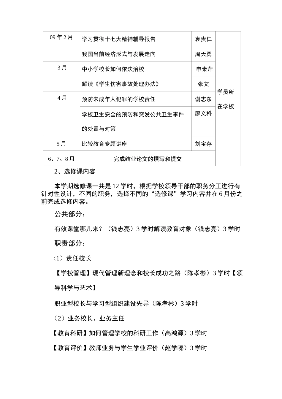 学校领导干部年度培训计划_第2页