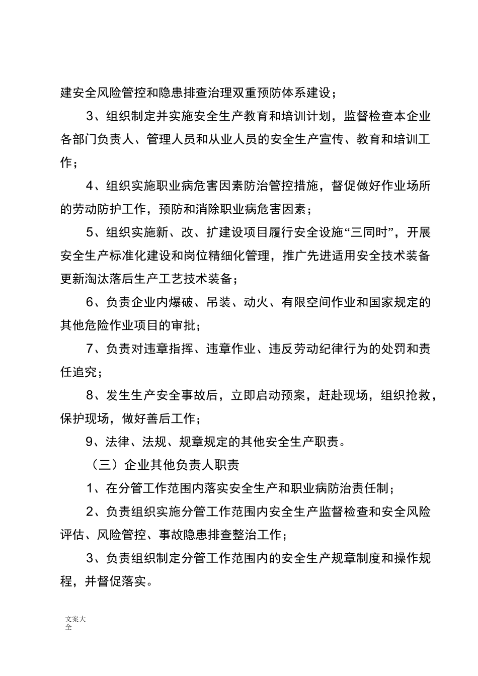 企业全员岗位安全系统生产责任制_第2页