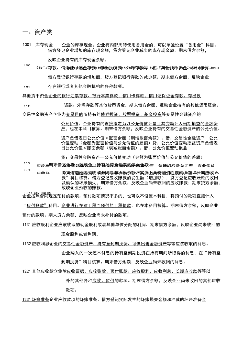 新会计准则常用会计科目表(详细整理)_第1页