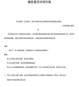 房地产分销方案