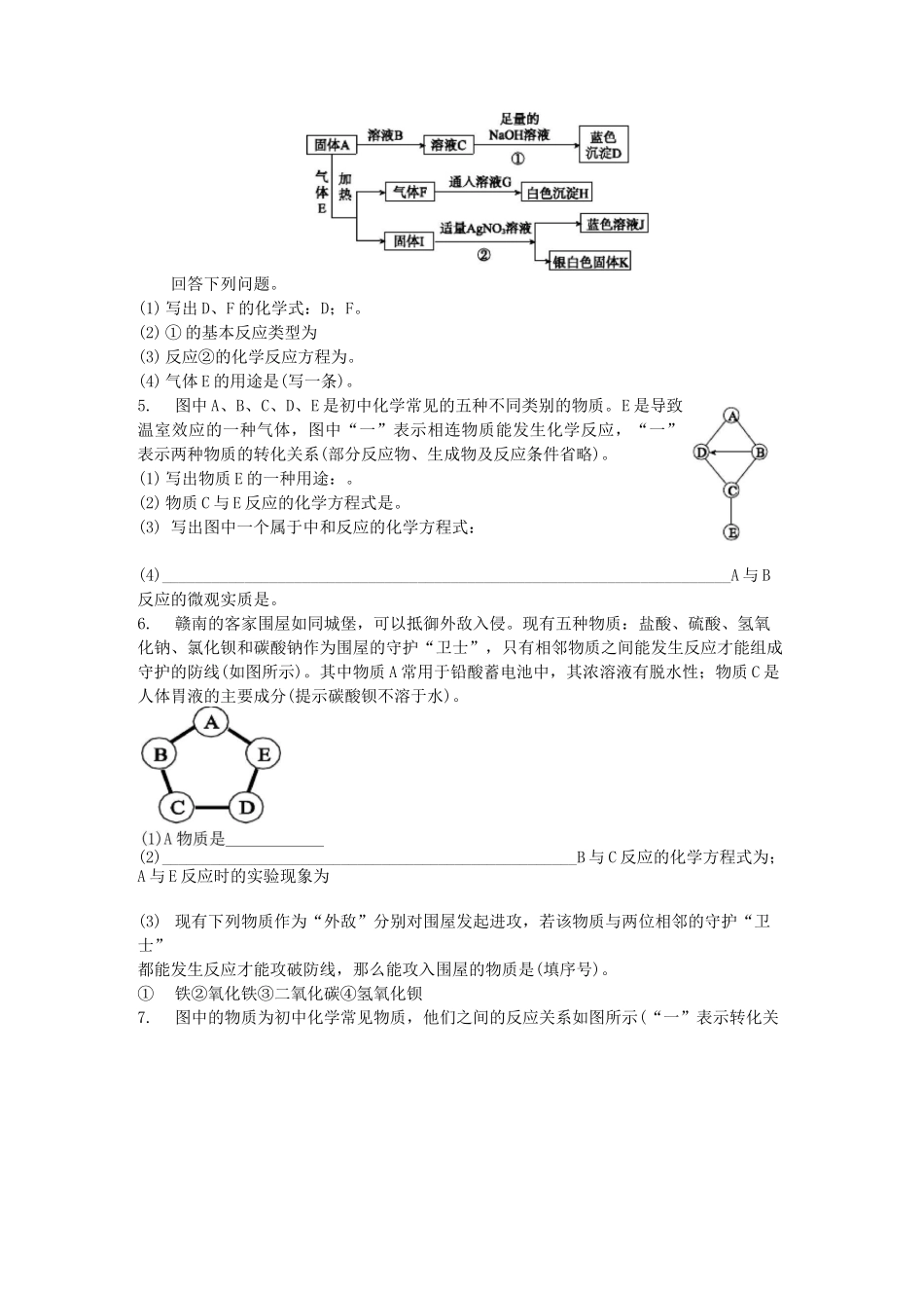 2020中考化学物质推断及工艺流程题_第2页