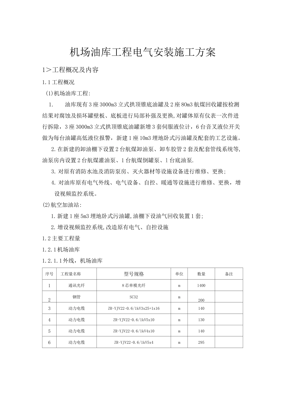 (完整版)机场油库工程电气安装施工方案_第1页