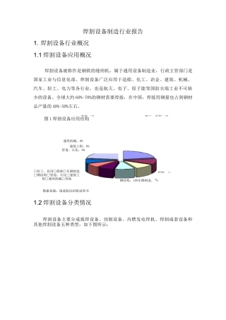焊接设备行业状况报告