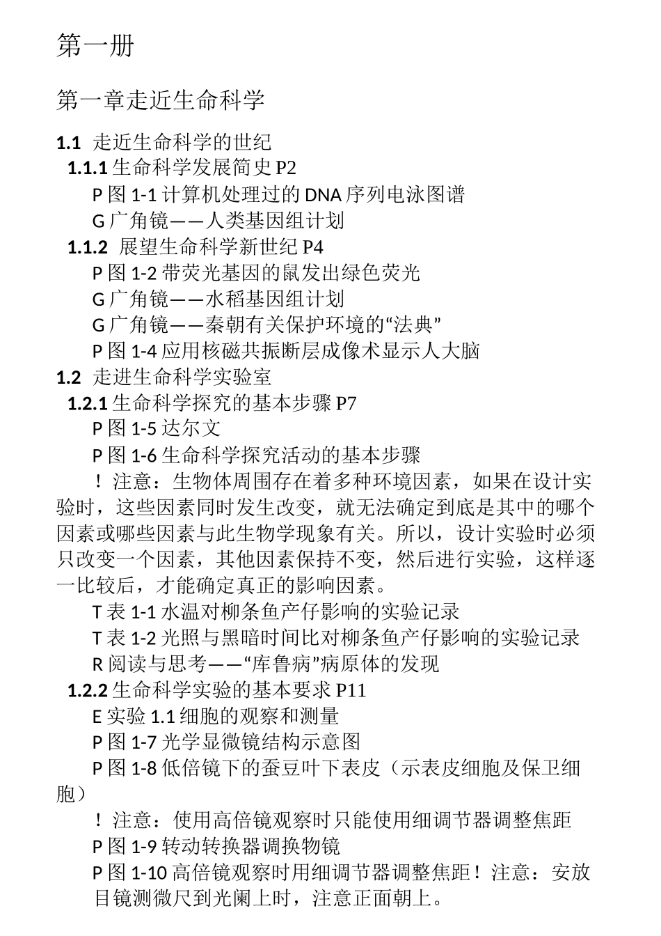 上海高中生物全四册小节目录_第1页