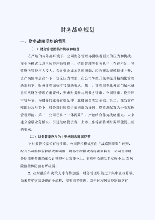 公司财务战略规划 