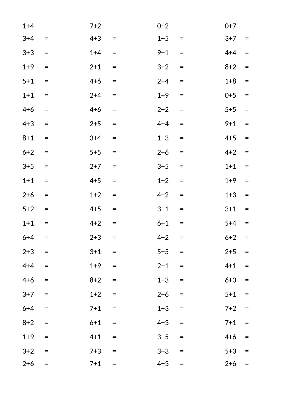 算术10以内加法100题_第2页