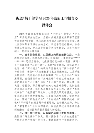 街道党员干部学习2025年政府工作报告心得体会