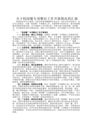 关于校园餐专项整治工作开展情况的汇报