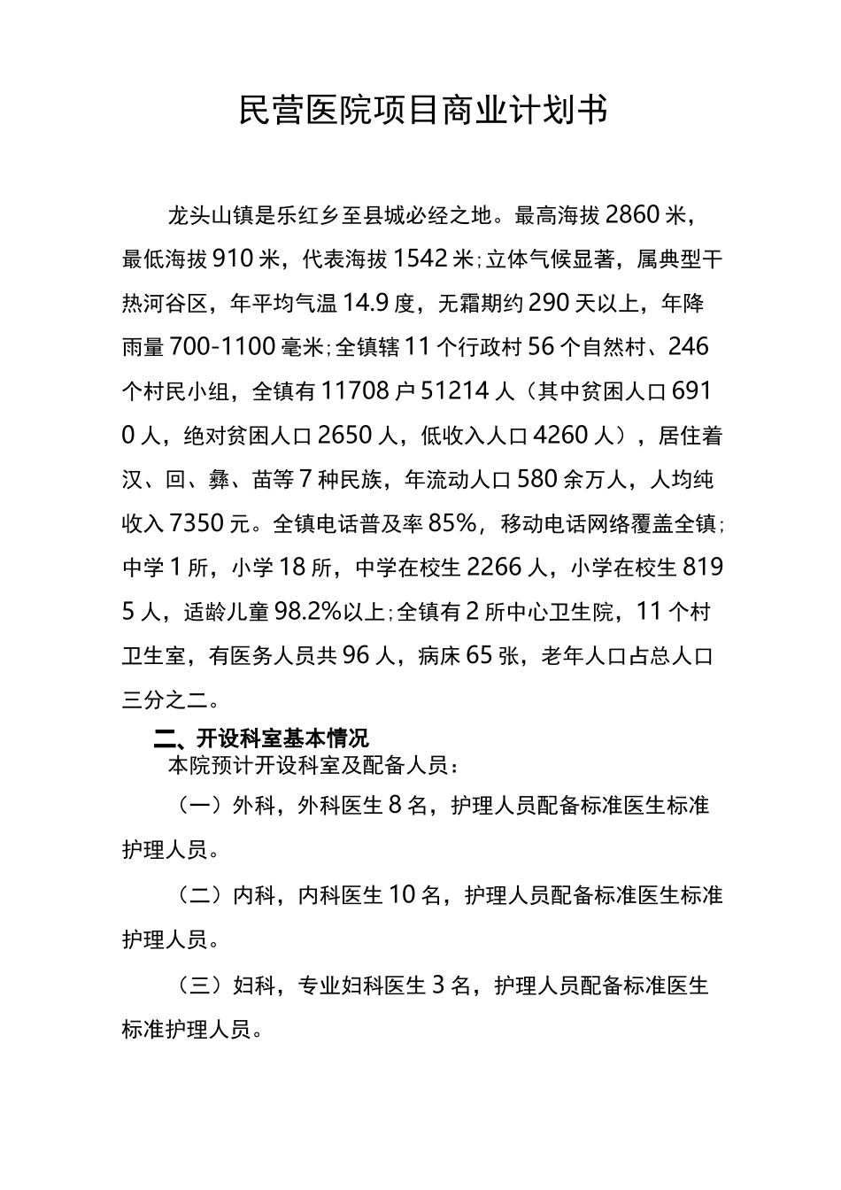 民营医院项目 商业计划书_第1页