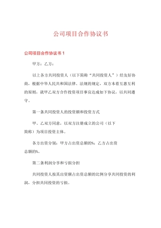 公司项目合作协议书