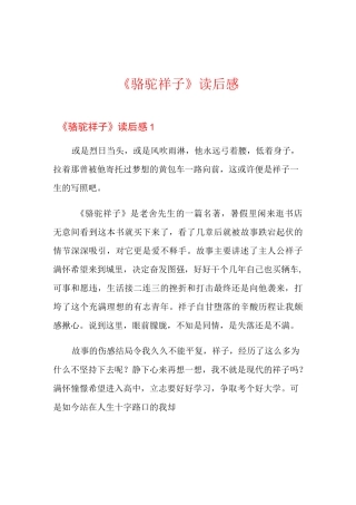 《骆驼祥子》读后感