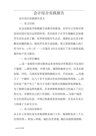 会计综合实践报告