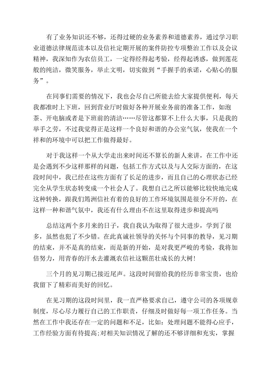 银行实习生个人工作总结2024_第3页