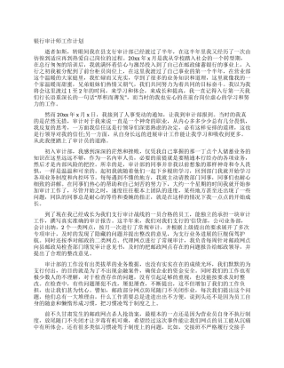 银行审计师工作计划