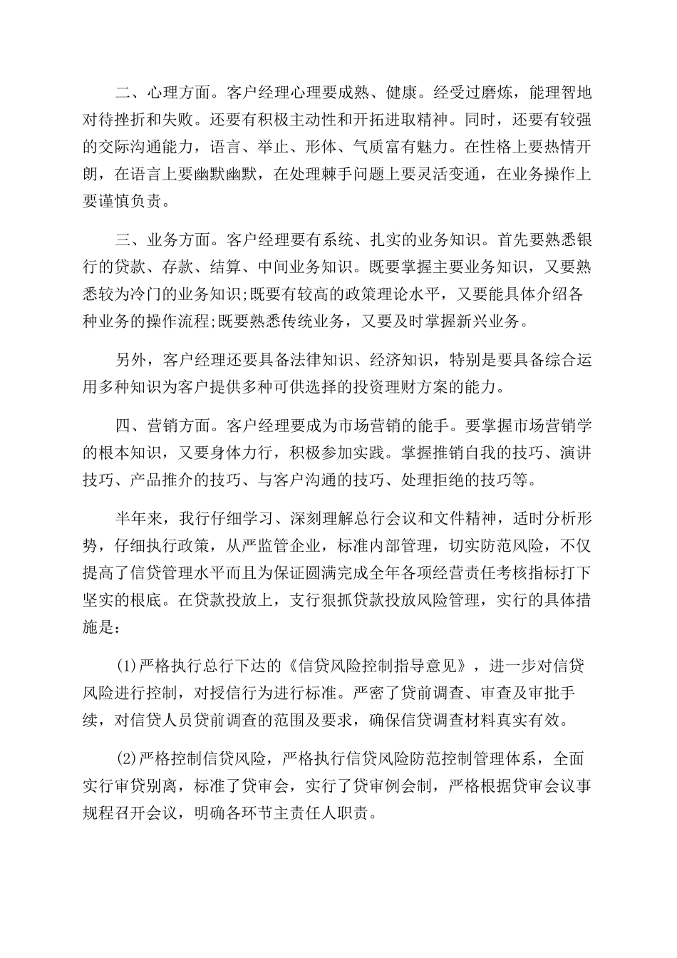 银行工作总结范文合集2024_第2页