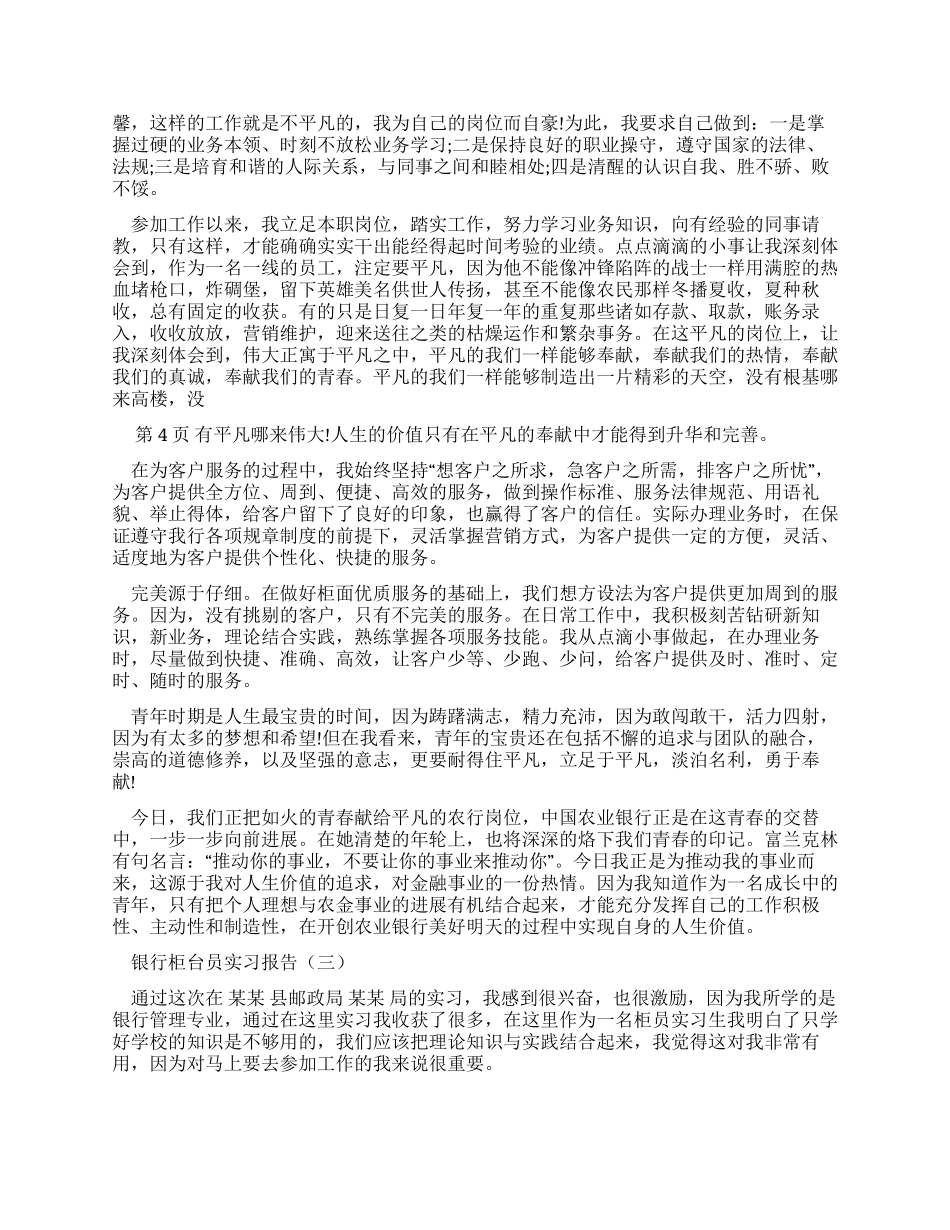 银行柜台员实习报告_第3页
