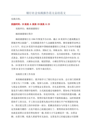 银行社会实践报告范文总结范文
